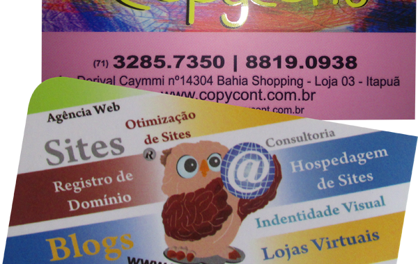 Cartão de visita com verniz localizado